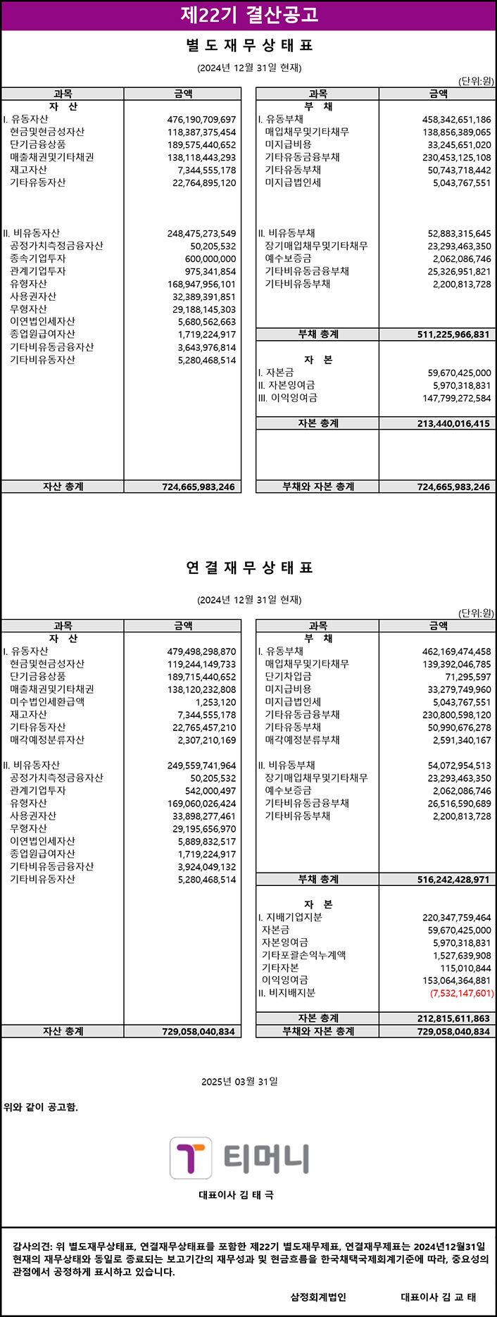 2024년 결산공고